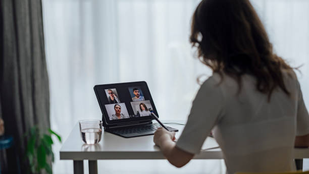 istock Female professional on video call with colleagues 1316030970