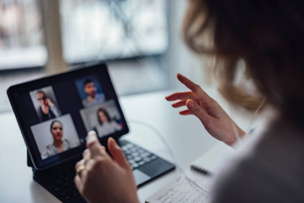 istock Businesswoman gesturing while on video call 1316030985