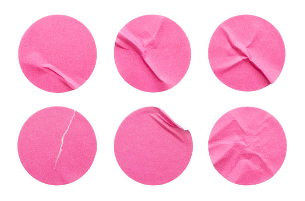 istock Blank pink round adhesive paper sticker label set collection isolated on white background 1316031471