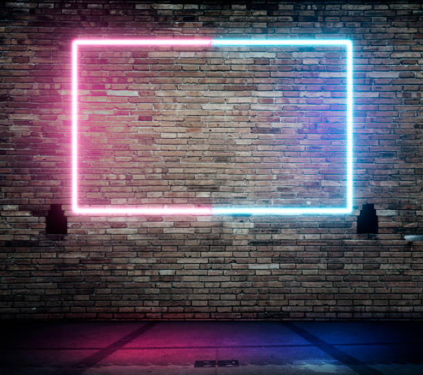 istock Futuristic Sci Fi Modern Neon Glowing Rectangle Frame. Neon frame sign in the shape of a rectangle. 3d illustration 1316033254