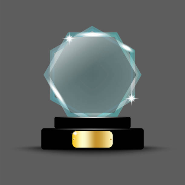 istock crystal on stand on transparent. Championship trophy. Sport award. Winner award. Vector illustration. Stock image. EPS 10. 1316034513