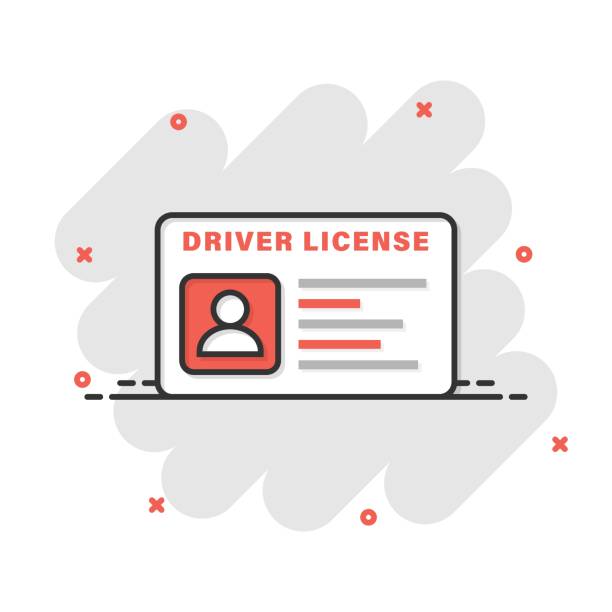istock Driver license icon in comic style. Id card cartoon vector illustration on white isolated background. Identity splash effect business concept. 1316035020
