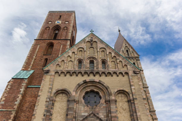Front facade of the historic cathedral in Ribe Front facade of the historic cathedral in Ribe, Denmark ribe town photos stock pictures, royalty-free photos & images
