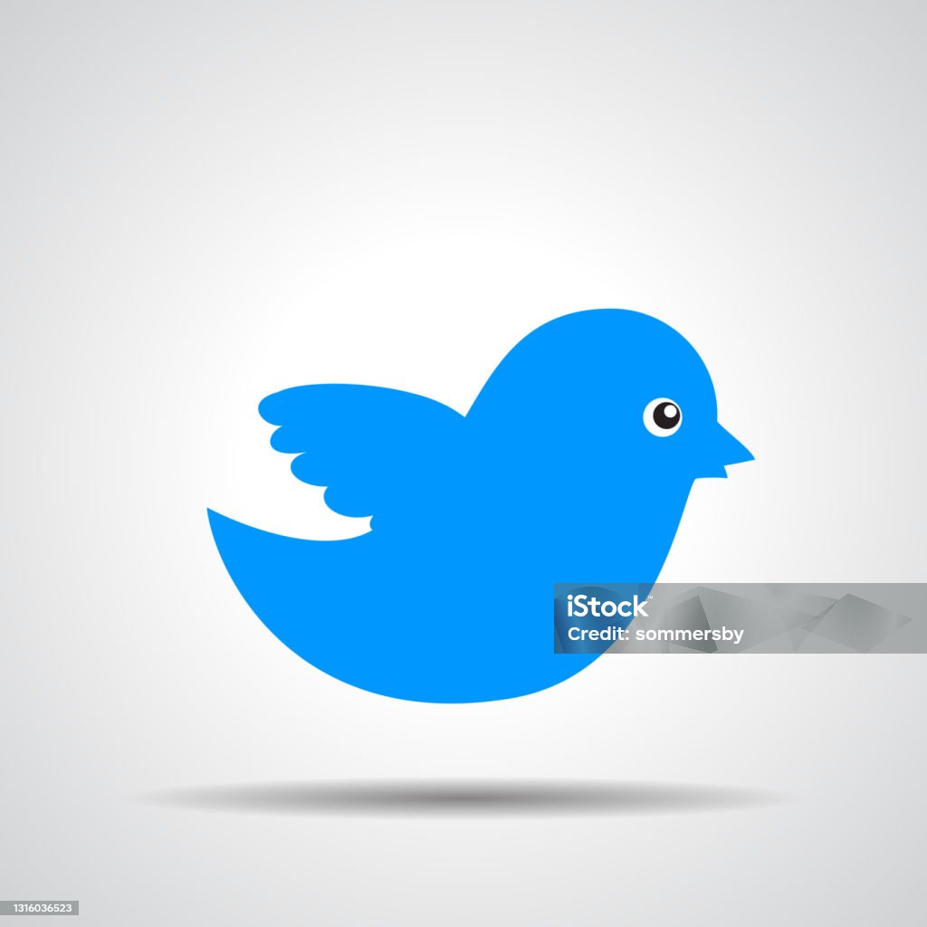 blue bird icon on a grey background Online Messaging stock vector