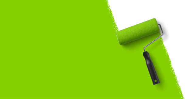 Vector realistic paint roller Vector realistic illustration of a paint roller with green paint on a white background. painter stock illustrations