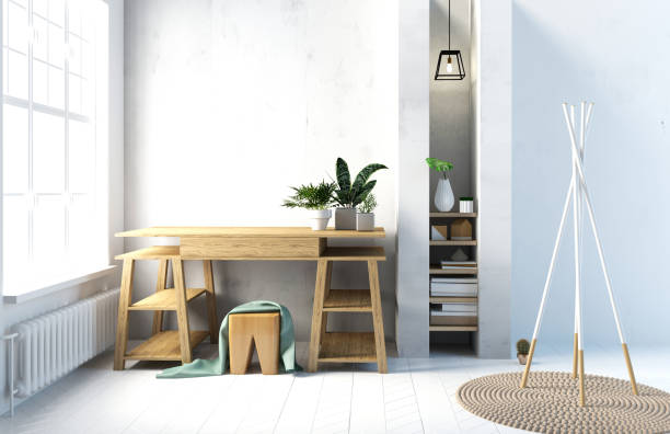 istock Iinterior design in contemporary style. Mock up wall. 3D illustration. 1316040182