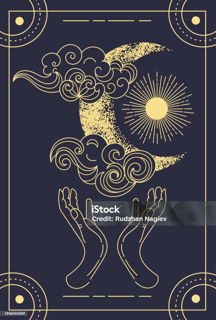 Beautiful Symbolic Blue Magical Tarot Card Stock Illustration Download Image - Tarot Shape, Greeting Card - iStock