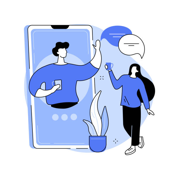 illustrations, cliparts, dessins animés et icônes de restez connecté à l’illustration abstraite de vecteur de concept de personnes. - meetup