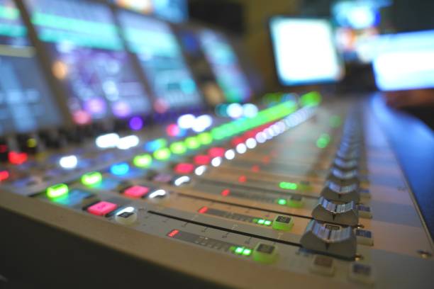 istock Audio mixer on the television. 1316045857
