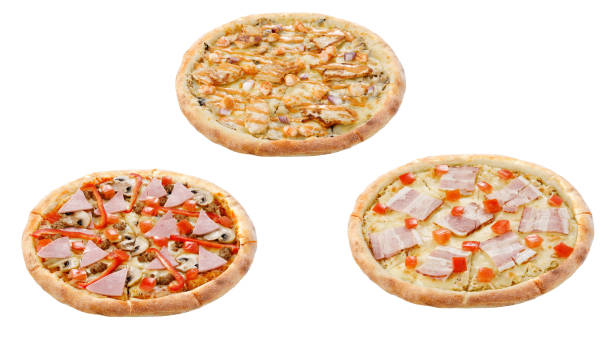 istock Three pizzas isolated on a white background. Italian food concept. Appetizing pizza. 1316052789
