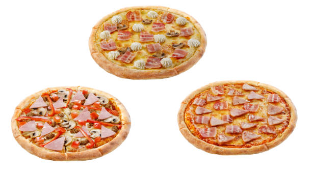 istock Three pizzas isolated on a white background. Italian food concept. Appetizing pizza. 1316052998