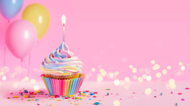istock Birthday - Cupcake With Candle And Pink Decoration 1316058314