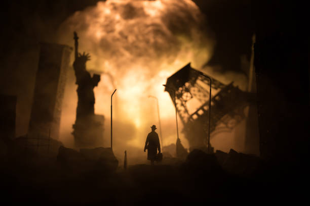 istock Nuclear war concept. Explosion of nuclear bomb. Creative artwork decoration in dark. 1316063370