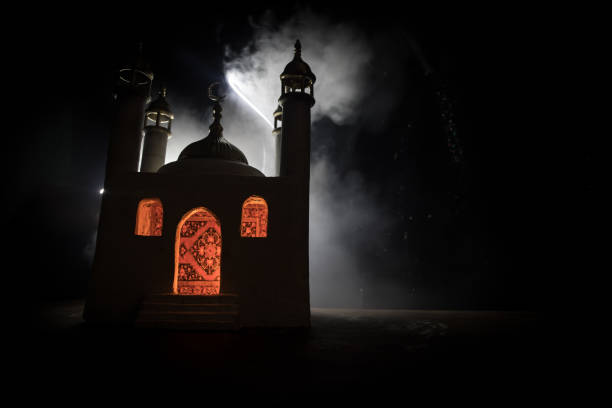 istock A realistic Mosque miniature with windows at night. Festive greeting card, invitation for Muslim holy month Ramadan Kareem. 1316070990