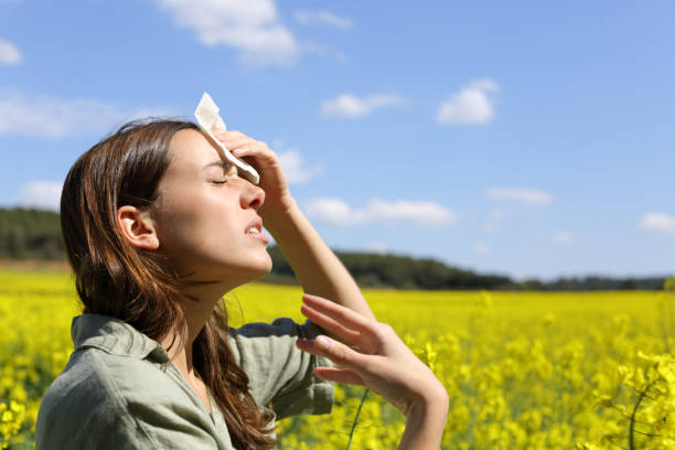 Stressed woman suffering heat stroke in summer
