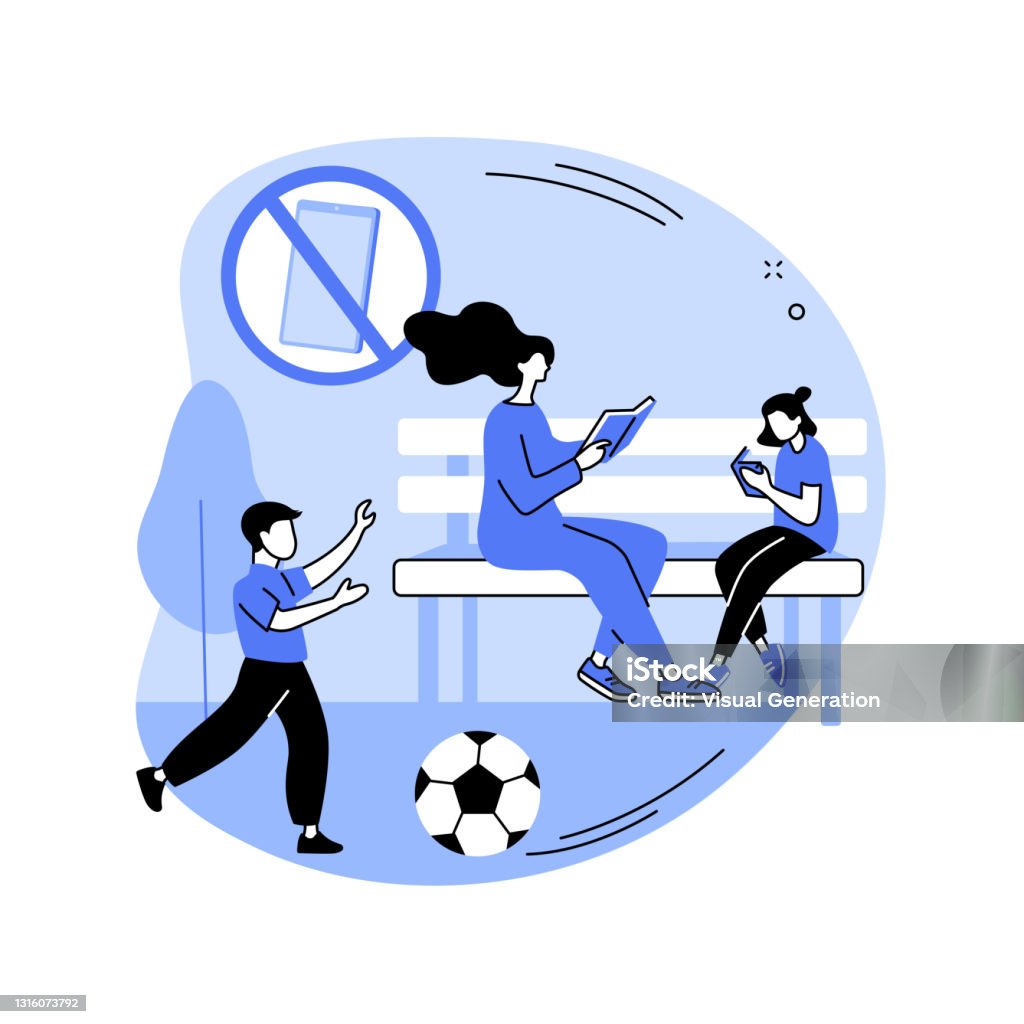 Less Technology Drawing Low Tech Parenting Abstract Concept Vector Illustration Stock ...