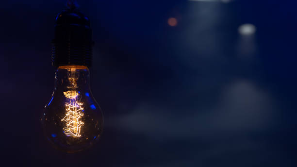 istock Close up fast incandescent lamp copy space. 1316080814