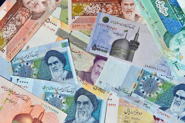 current money of the republic of iran - iranian currency imagens e fotografias de stock