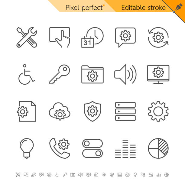 setting_1 Setting thin icons. Pixel perfect. Editable stroke. setting stock illustrations