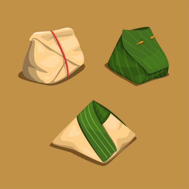 Rice Wrap In Banana Leaf And Paper Asian Traditional Food Symbol Concept In Cartoon Illustration Vector Stock Illustration - Download Image Now - iStock Rice Wrap In Banana Leaf And Paper Asian Traditional Food Symbol Concept In Cartoon Illustration Vector Stock Illustration - Download Image Now - iStock