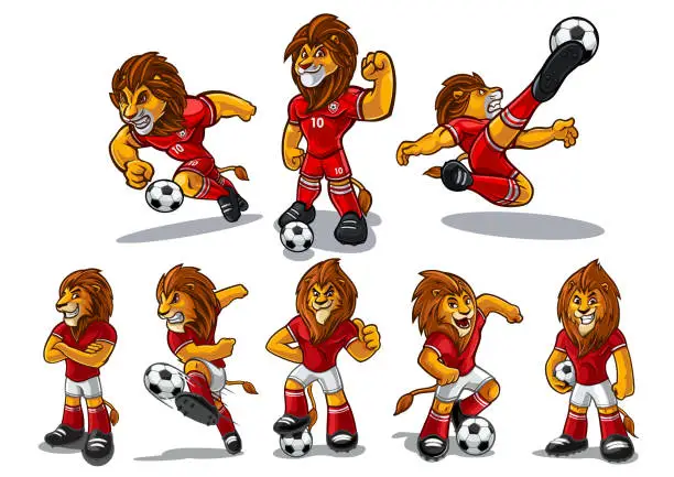 Vector illustration of lion mascot for soccer champions team