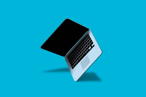 istock Illustration of laptop notebook mock up with blue background. float or levitate laptop. technology gadget for hipster background concept. high resolution 1316089121