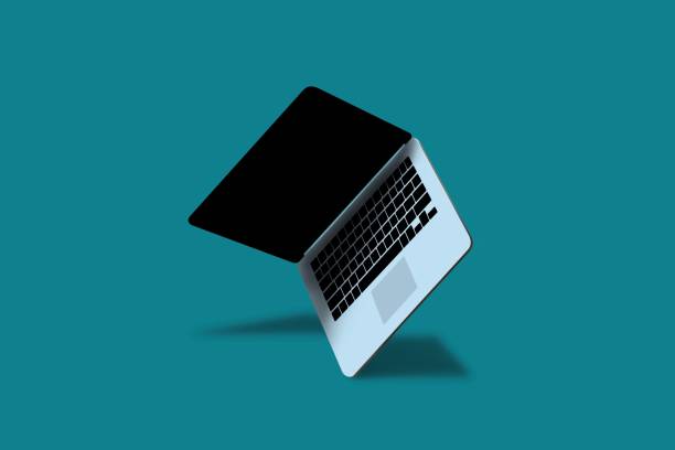 istock Illustration of laptop notebook mock up with blue background. float or levitate laptop. technology gadget for hipster background concept. high resolution 1316089134