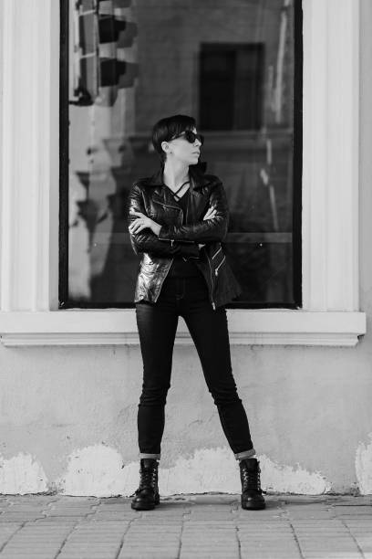 istock Fashion chick in leather jacket 1316089201