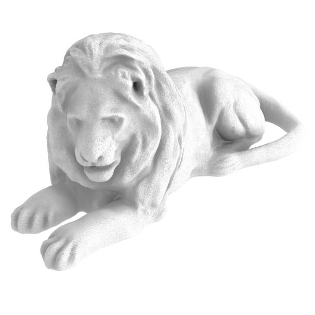 istock A white stone statue of a lying lion on an isolated background. 3d rendering 1316089437