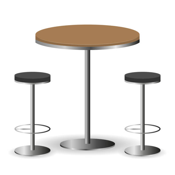 bartisch mit stühlen. tisch mit zwei stühlen auf weißem hintergrund isoliert. vektor, cartoon-illustration. vektor. - hohe stock-grafiken, -clipart, -cartoons und -symbole