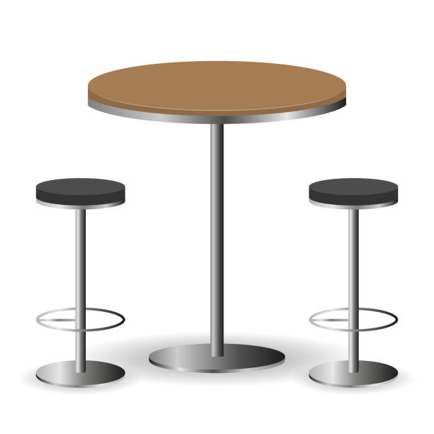 Bar table with chairs. Table with two chairs isolated on a white background. Vector, cartoon illustration. Vector. Bar table with chairs. Table with two chairs isolated on a white background. Vector, cartoon illustration. Vector. tall stock illustrations