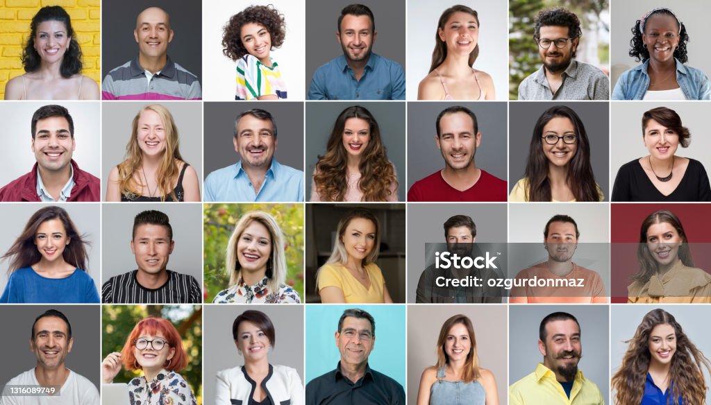 Headshot portraits of diverse smiling real people stock People Stock Photo