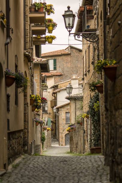 beautiful medieval streets of Orvieto alley of Orvieto orvieto stock pictures, royalty-free photos & images