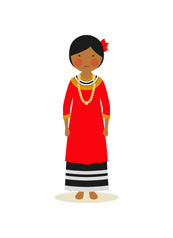Girl wearing the traditional clothing in Maldives. Elements distributed in different layers for easy edition.