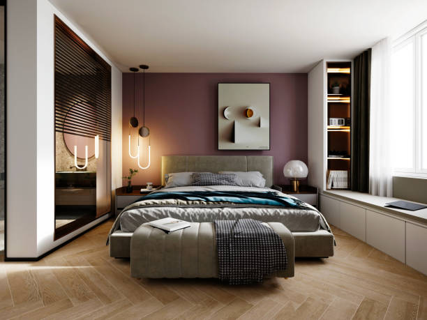 istock 3d render of luxury hotel suite room, bedroom 1316094593