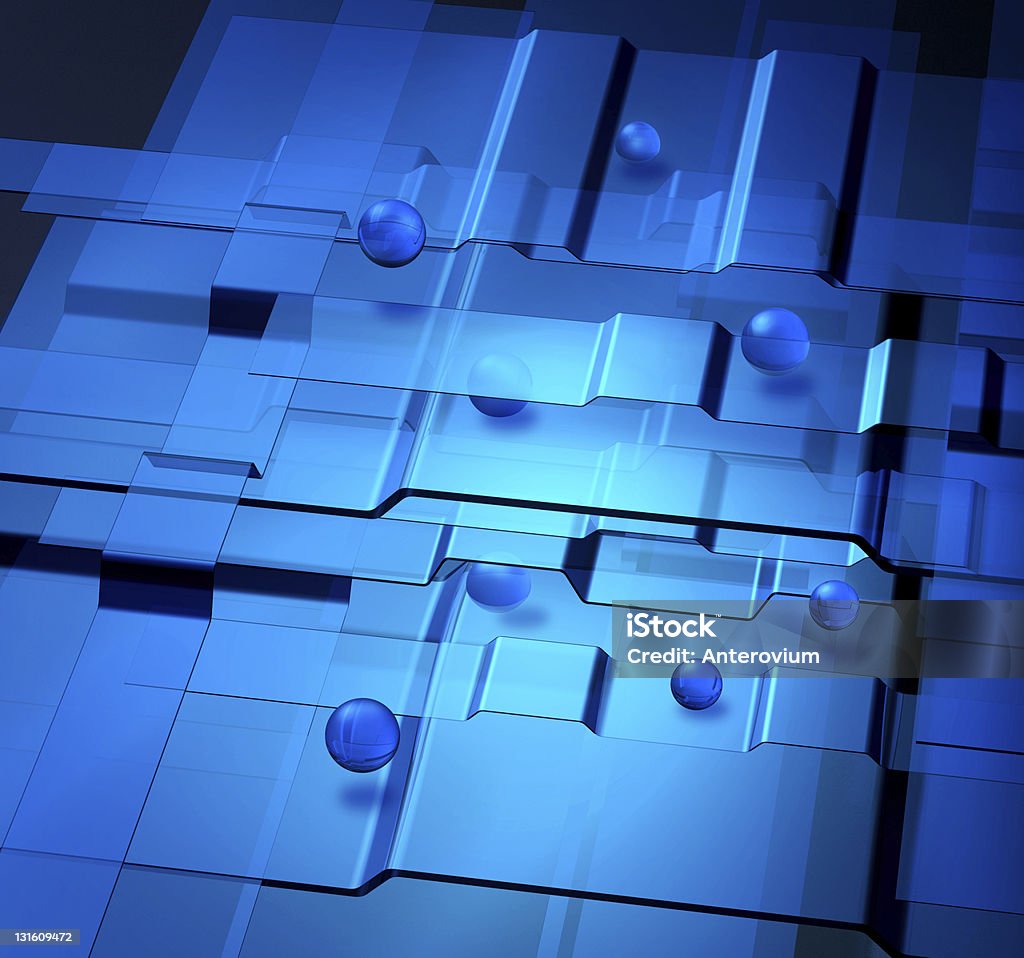 Nanotechnology concept Transparent blue levels and spheres nanotechnology concept Atom Stock Photo