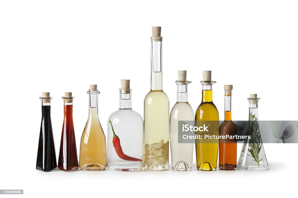 Garrafas com azeite e vinagre - Foto de stock de Vinagre royalty-free