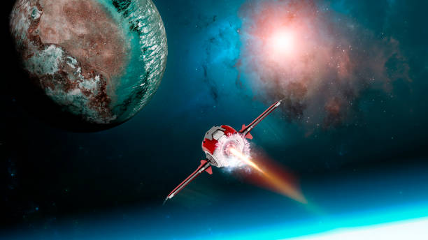 istock Spaceship traveling between planets of distant galaxies. Sci-fi 1316096218