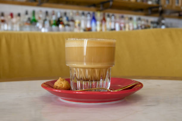 istock The glass cup with flat white coffee 1316102134
