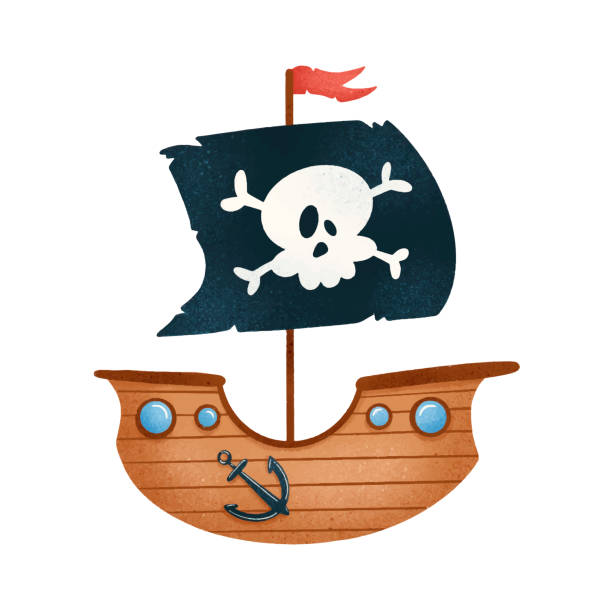 Cute Cartoon Pirate Ship Isolated On White Background Stock Illustration -  Download Image Now - iStock
