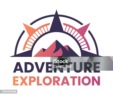 istock Adventure Exploration Mountain Compass Outdoor Badge Symbol 1316105586