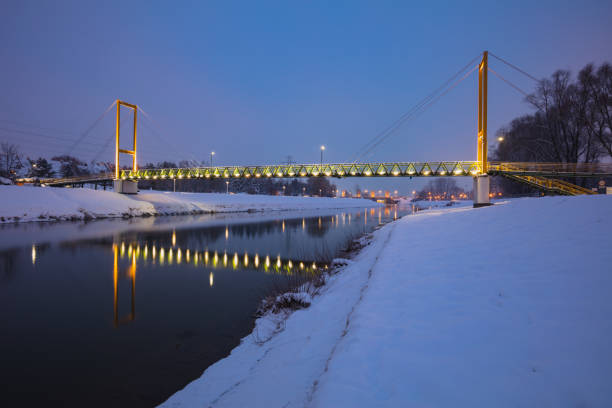 istock Pedestrian bridge and Wislok River 1316107367