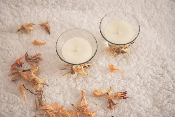 Scented wax and perfume candles with different scents
