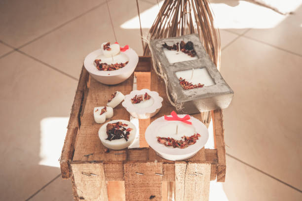 istock Scented wax and perfume candles with different scents 1316114290