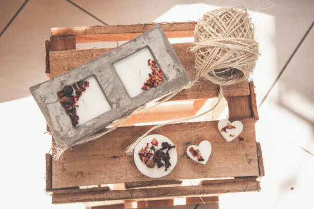 Scented wax and perfume candles with different scents