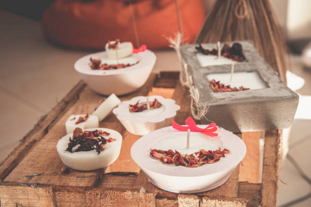 istock Scented wax and perfume candles with different scents 1316114641