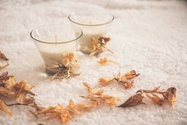 Scented wax and perfume candles with different scents