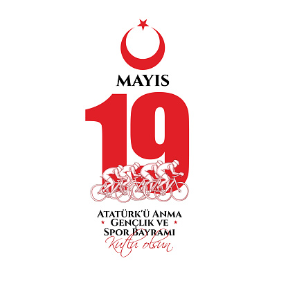 vector illustration 19 mayis Ataturk'u Anma, Genclik ve Spor Bayramiz , translation: 19 may Commemoration of Ataturk, Youth and Sports Day, graphic design to the Turkish holiday,
