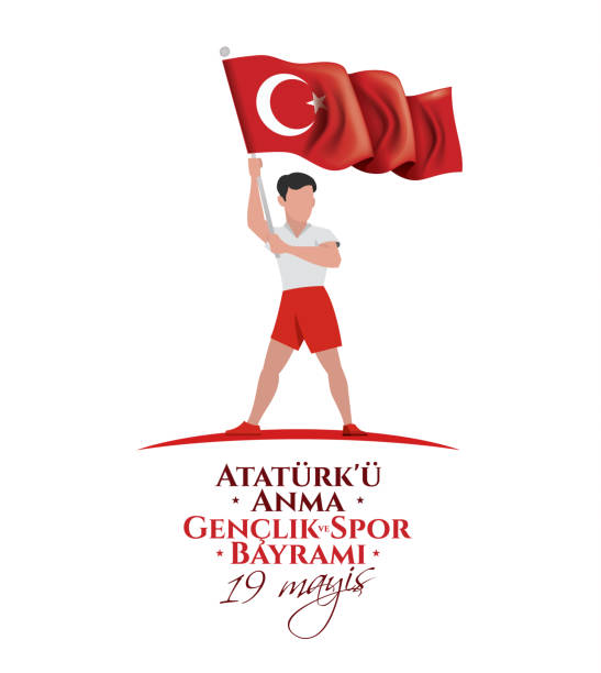 ilustrações, clipart, desenhos animados e ícones de ilustração vetorial 19 de maio comemoração de ataturk, juventude e feriado esportivo - mustafa kemal ataturk