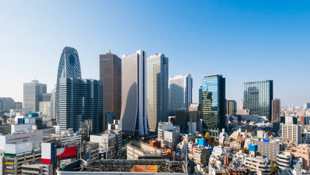 Arranha-céus do horizonte da cidade de Shinjuku, Shinjuku, Tóquio, Japão - foto de acervo